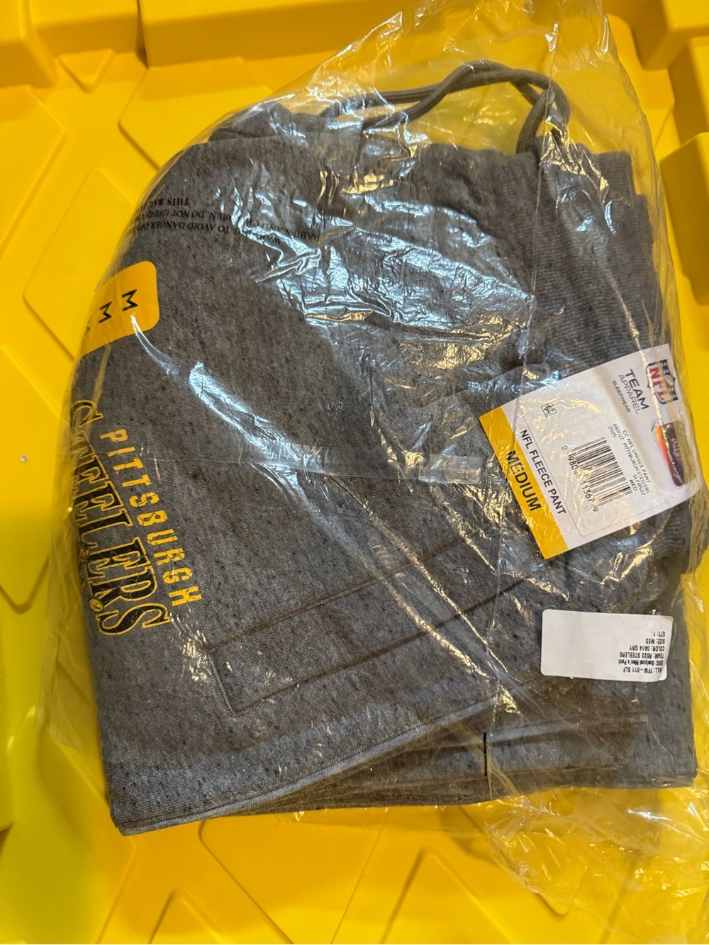 Steelers Gray Men's Fleece Sweatpants - Medium